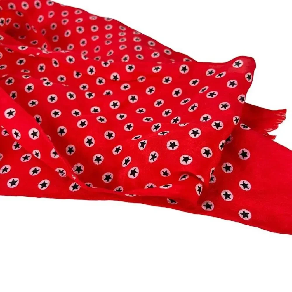Echo Womens Red White Blue Star Print Scarf Head Wrap Lightweight 50